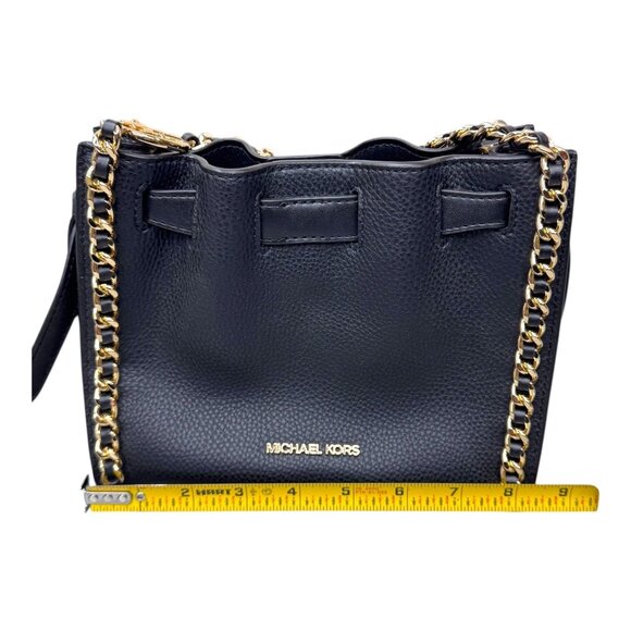 Michael Kors Mina Jet Set Chain Small Black Pebbled Leather Hobo Crossbody Bag - Picture 5 of 11